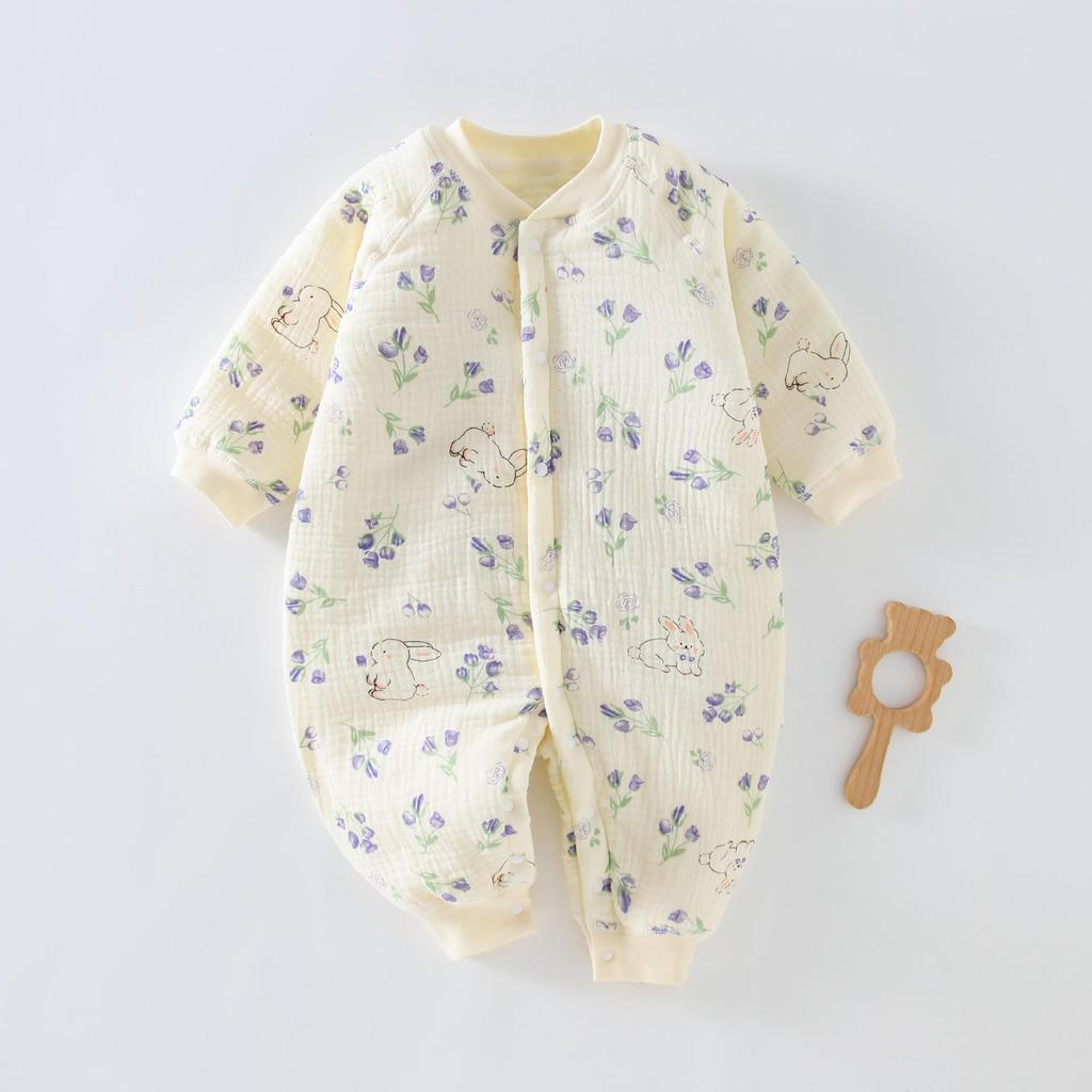 Pure Cotton Gauze Autumn/Winter Jumpsuit for Toddlers - Universal Newborn Warm Thin Cotton, Thickened Crawling Clothes
