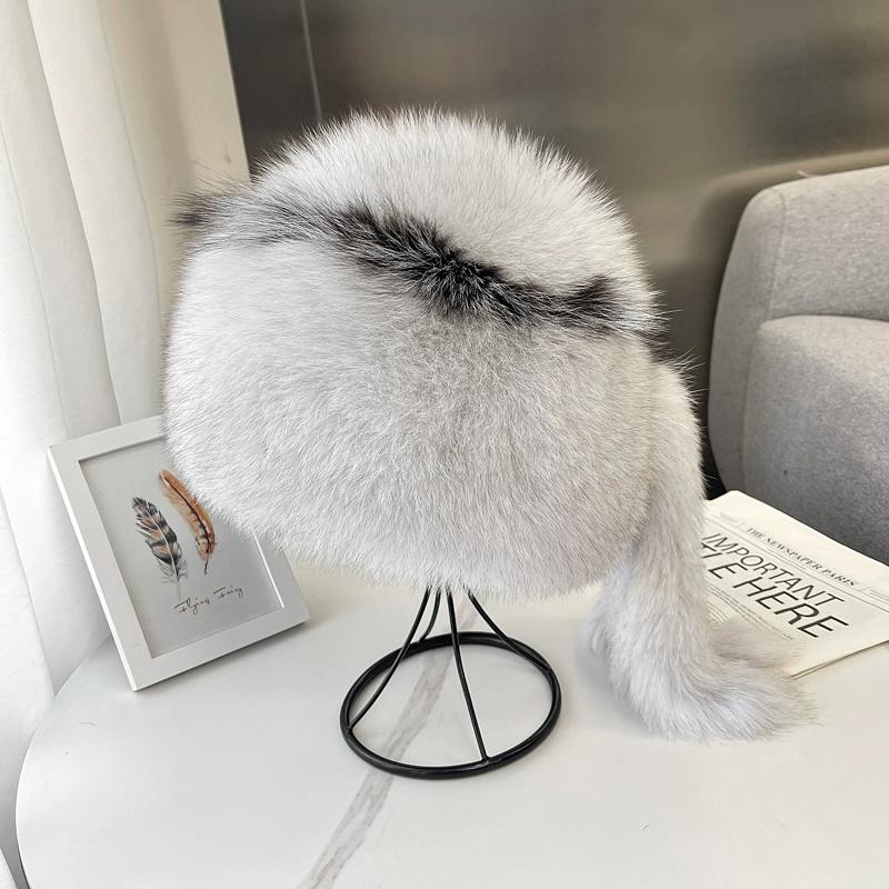 Fox Fur Hat Women's New Winter Warm Mongolian Hat Thickened Outdoor Skiing Fur Hat Shows A Small Face