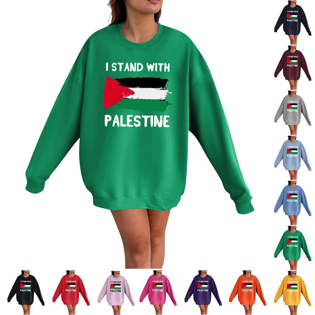 Women's Fashion Loose Casual Printed Long Sleeve Pullover Sweatshirt Top