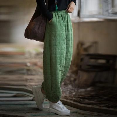 Γυναικείο vintage λινό παντελόνι Bloomers Loose Warm Plus βαμβακερό χειμερινό παντελόνι μονόχρωμο μακρύ παντελόνι κινέζικου στυλ