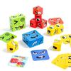 Kids Face Change Expression Puzzle Building Blocks Montessori Cube Table Game Toy Wooden Educational Toys for Children Gifts