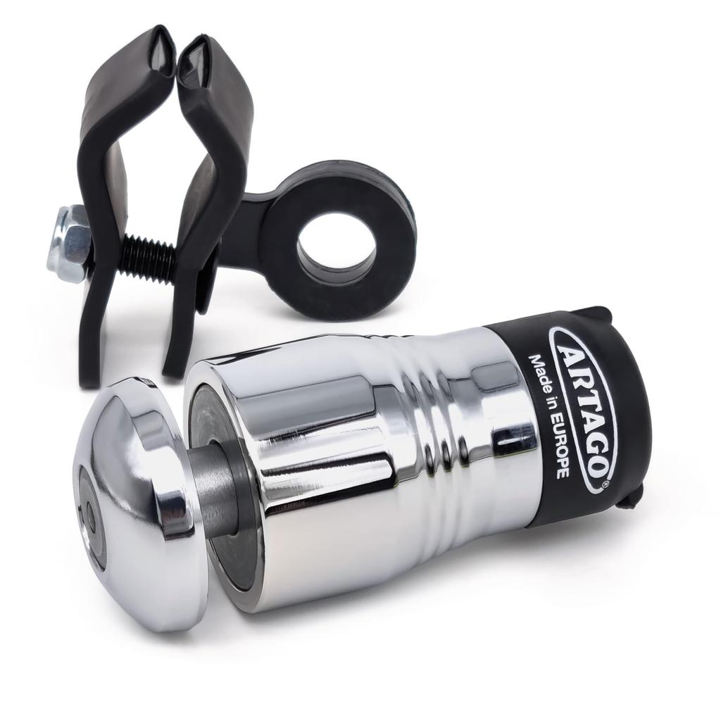 Artago Motorcycle Disc Lock Free Transport 4 Steel Ball Locking High Wheel Brake Disc Lock for and Motos 562-I High-End + Holder, System, Chrome,