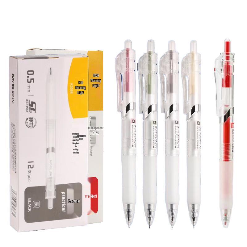 MG AGPK3558 Transparent Quick-Dry Click Pen, 0.5mm ST Nib - Perfect for Exams and Signatures