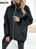 Autumn Winter New Style Oversized Casual Hooded Solid Color Cotton Jacket for Women