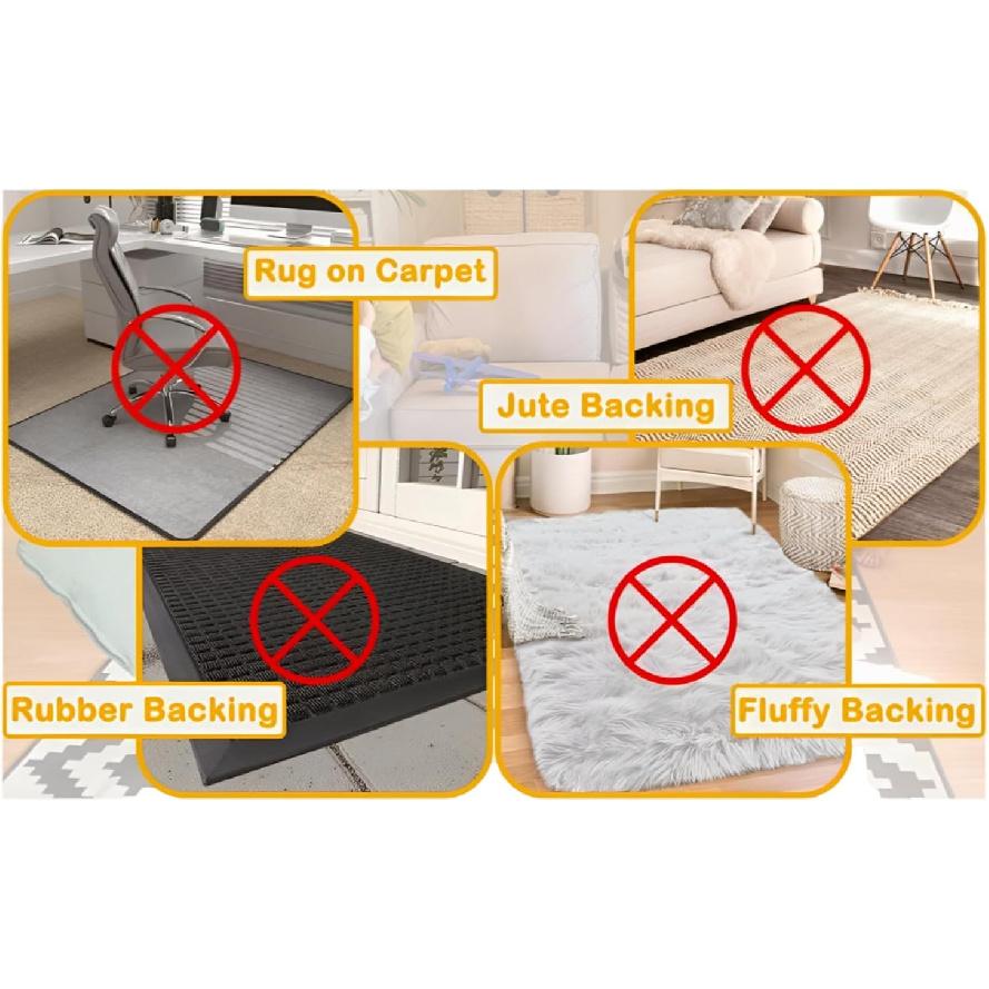 16-Pack Gripper for Rug for Hardwood Floors and Tiles: Double-Sided Reble Rug Carpet Tape. Anti-Slip Tape Grips Area Rugs, Non-Slip Rug Pads Prevent
