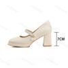 Woman Pumps Spring New Fashion Square Toe Waterproof Platform Chunky Heel Mary Jane Shoes French Style Elegant Versatile Heels