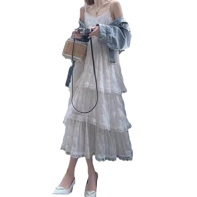 Pure Desire Wind White Suspender Dress Female Spring and Summer Beach Seaside Vacation Temperament Drape Sweet Long Skirt
