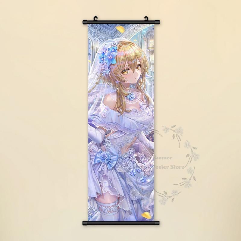 Impact Genshin Poster Anime Hot Games Wall Artwork Hutao Klee Vendi Canvas Painting Print Hanging Scroll Home Decoration Gift