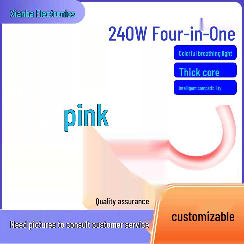 240W 4-in-1 Wireless Phone Charging Cable Compatible with Apple, Featuring Colorful LED Lights