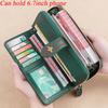 Multi Function Women Wallet Anti RFID Card Holder Large Capacity 6.7inch Phone Long Purse Genuine Leather Clutch Bag