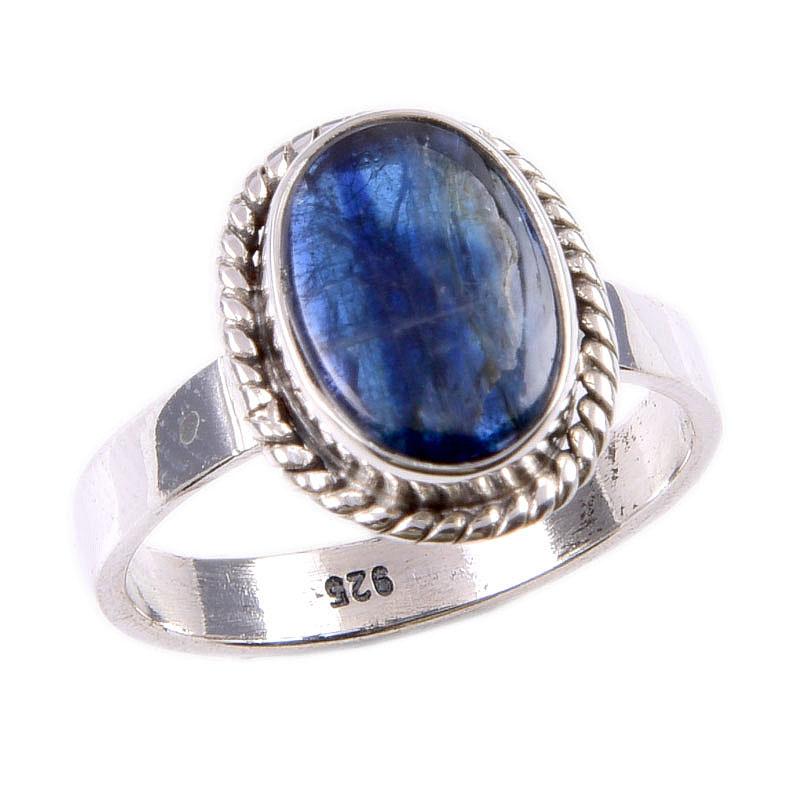 Natural Kyanite Gemstone Handmade 925 Solid Sterling Silver Gift Ring S.6 d3E38