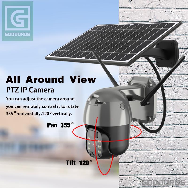 3MP Outdoor 8W Solar Recharge PTZ Camera 4G LTE FDD GSM/WIFI Wireless IP Camera 1080HD Rotate 360 CCTV Security Surveillance