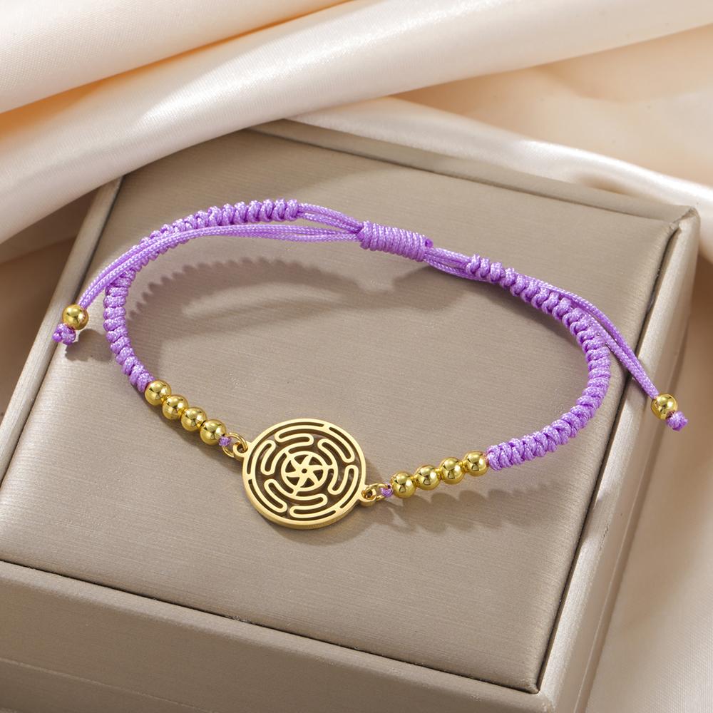 Dawapara Wheel of Hecate Bracelet Wiccan Goddess Ancient Greek Blessing Protection Prosperity Symbol Stainless Steel Jewelry
