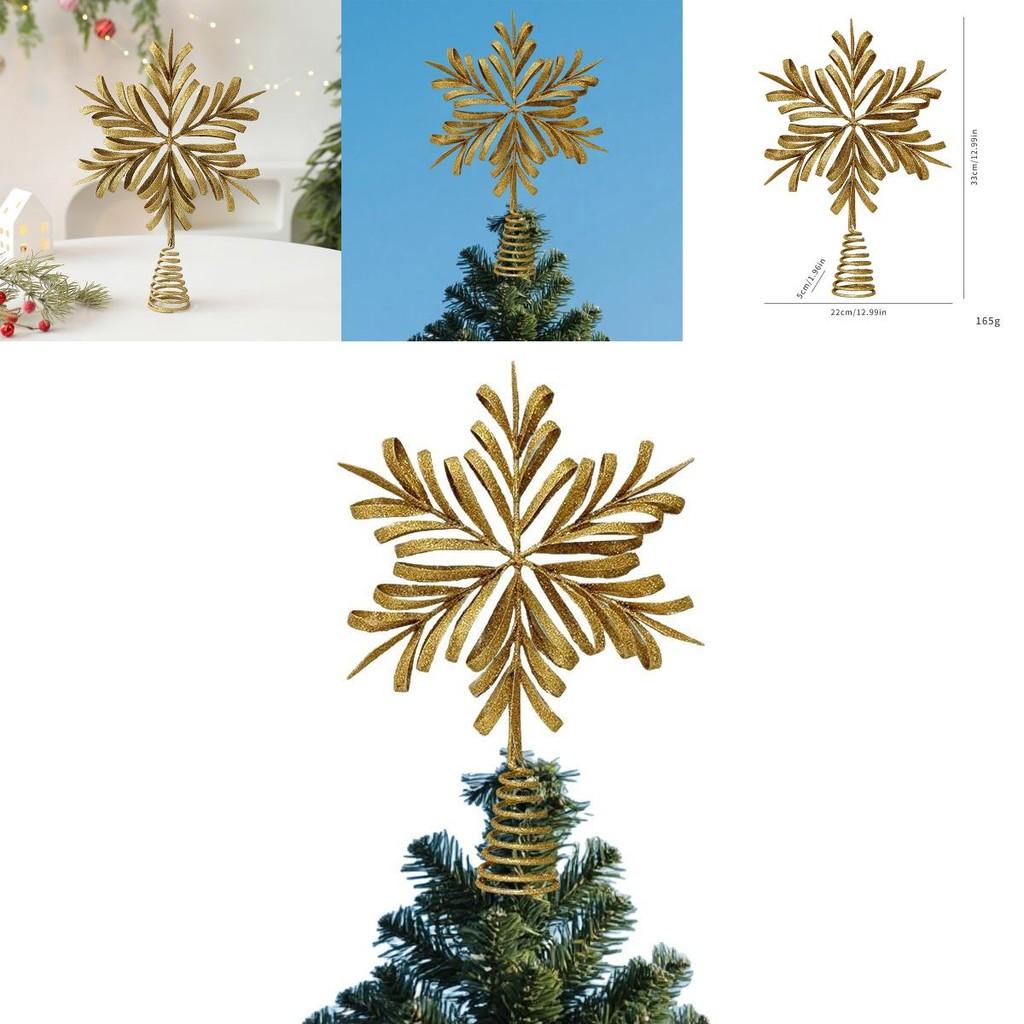 Christmas Tree Topper With Snowflake And Star Iron Art Decoration For Holiday Festivities