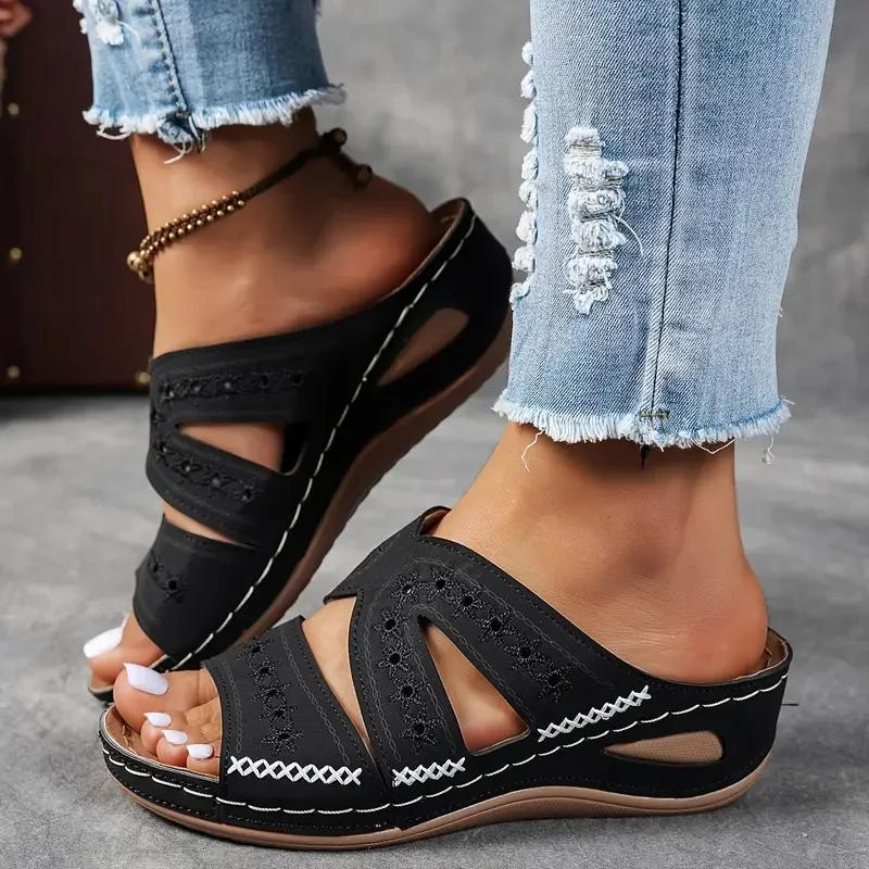 Fashion Women Wedge Slippers Premium Orthopedic Sandals Summer Open Toe Vintage Slippers New Casual Platform Shoes Female Slides Women