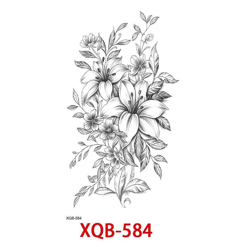 Small Full Arm Tattoo Sticker, Flower Letters, Plain Flower Tattoo Sticker Tattoo