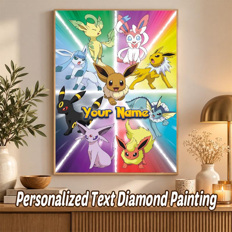 Eevee Evolutions Custom Name Diamond Painting Personalized 5D Full Drill DIY Diamond Art Home Decor