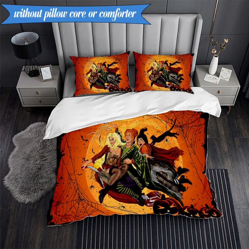 Halloween witch 3pcs K-pop music group Bedding set,Ideal for Bedroom, Dormitory,Including Duvet Cover And 2pcs Pillowcases,Fan gifts
