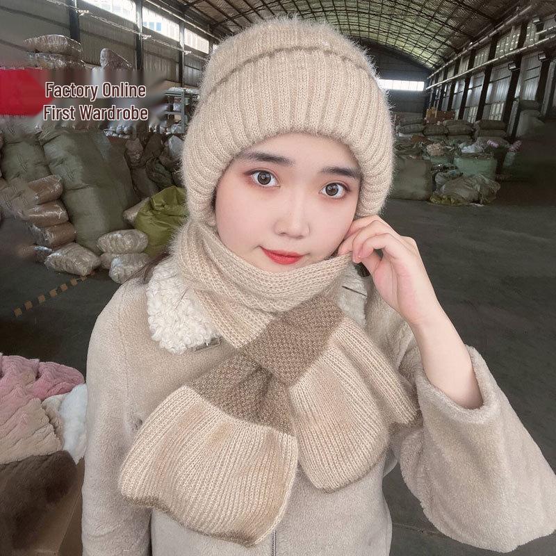 Squirrel Velvet Knit Windproof Hat & Scarf Combo - Adult Winter Fashion