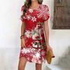 Summer Fashionable Creativity Women Loose Large Round Neck Casual Comfortable Versatile Christmas Series Animals 3D Printed Dresses