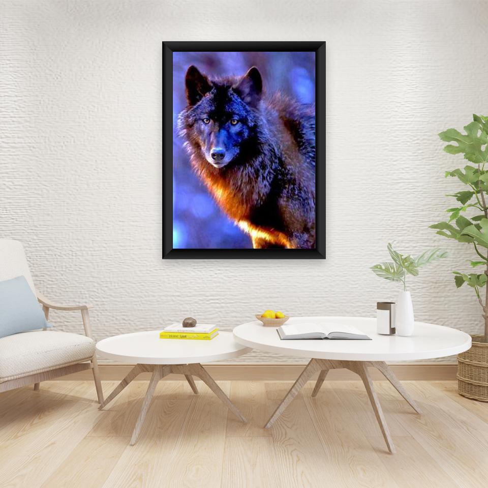 5D DIY Diamond Painting Wolf Cross Stitch Kit Full Drill Round Embroidery Animals Cross Stitch Mosaic Gift Wall Art Home Decor