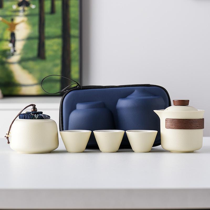 Light Luxury Hand-painted One Pot Three Cups High-end Travel Tea Set Portable Set Teapot Teacup Business Commemorative Gift