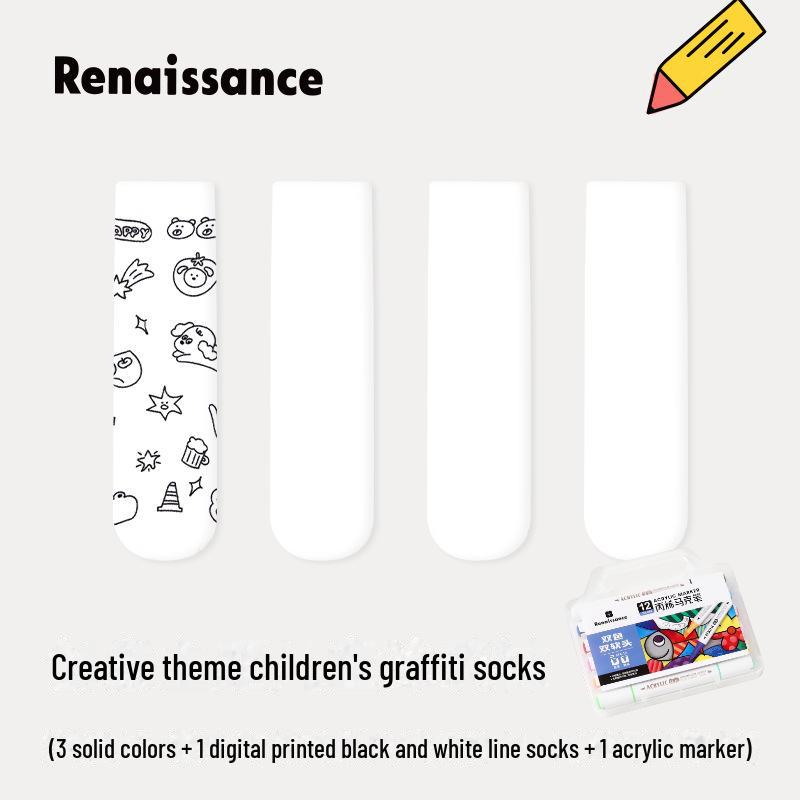 

Ренессанс Оригинальные носки для родителей и детей, расписанные вручную с героями мультфильмов Children; One Size; Model L020