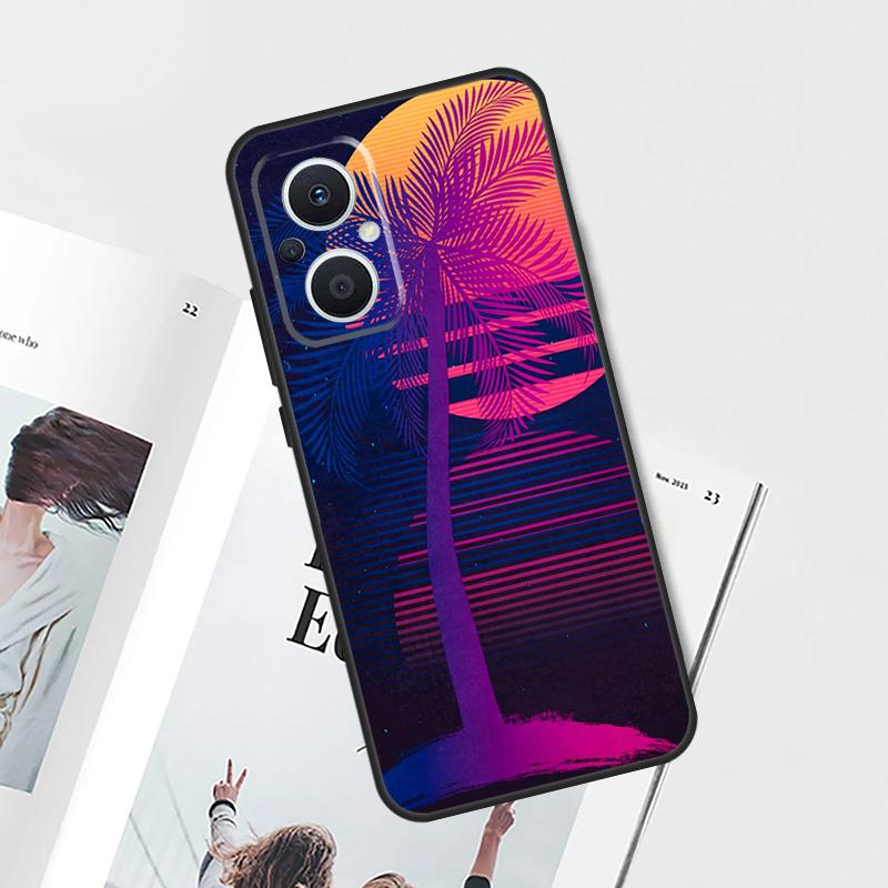 80s Retrowave Neon Palms Tree Funda For OPPO Reno 10 Pro 8 4 5 6 7 Lite 8T 4Z 5Z OPPO Find X5 Pro X3 X2 Neo X6 Pro Case