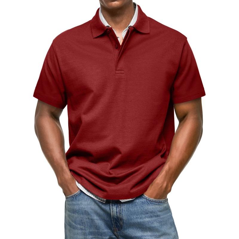 Mens Casual Solid Color Short Sleeve Polo Shirt