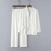 Chinese Style Summer Linen Tang Suit: Men's Retro Hanfu Long-Sleeved Jacket for Middle-Aged and Elderly