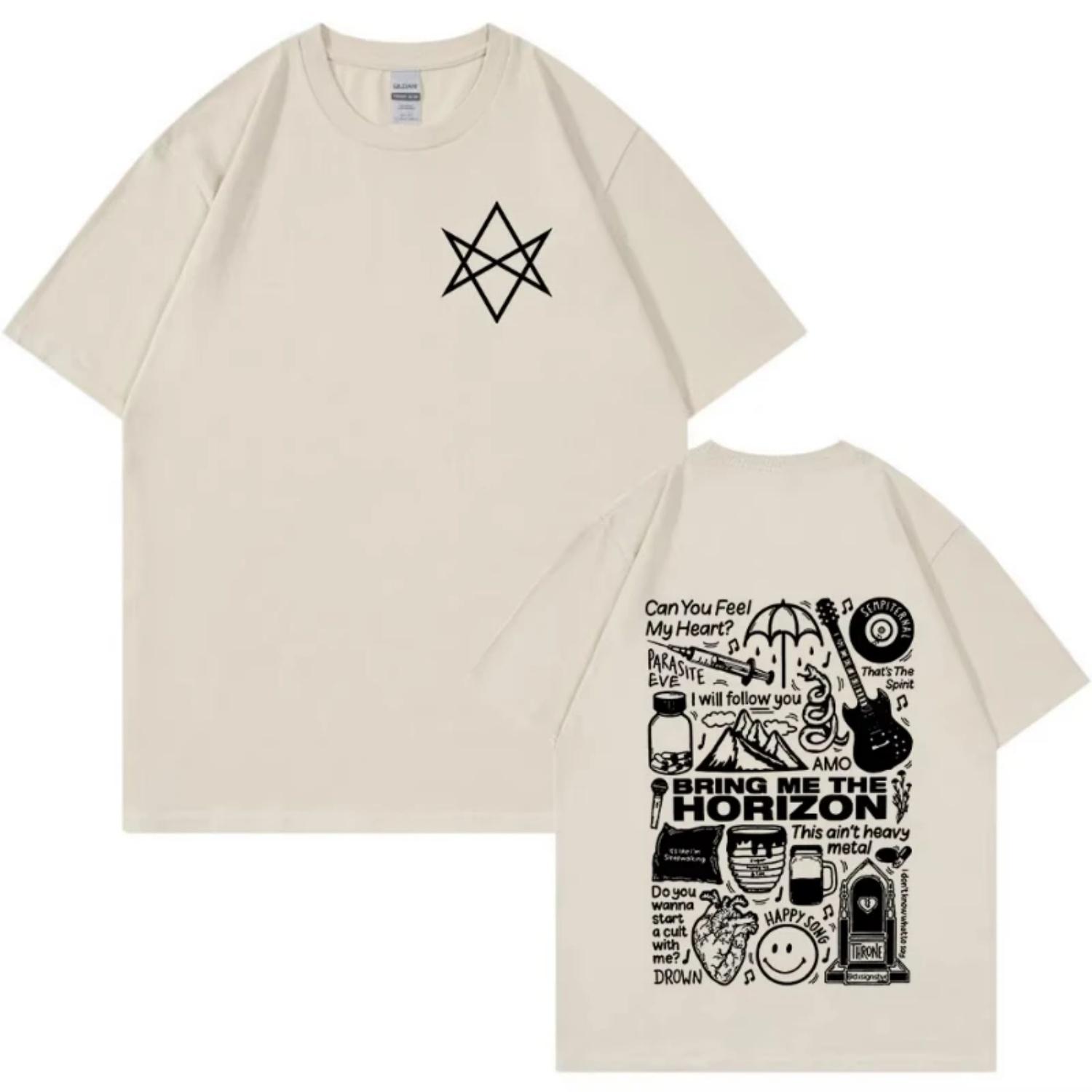 

BMTH BringMe TheHorizon Metal Band Merch T-shirt Men Women Vintage Hip Hop Oversized T Shirt Cotton Casual Short Sleeve T-shirts S чёрный