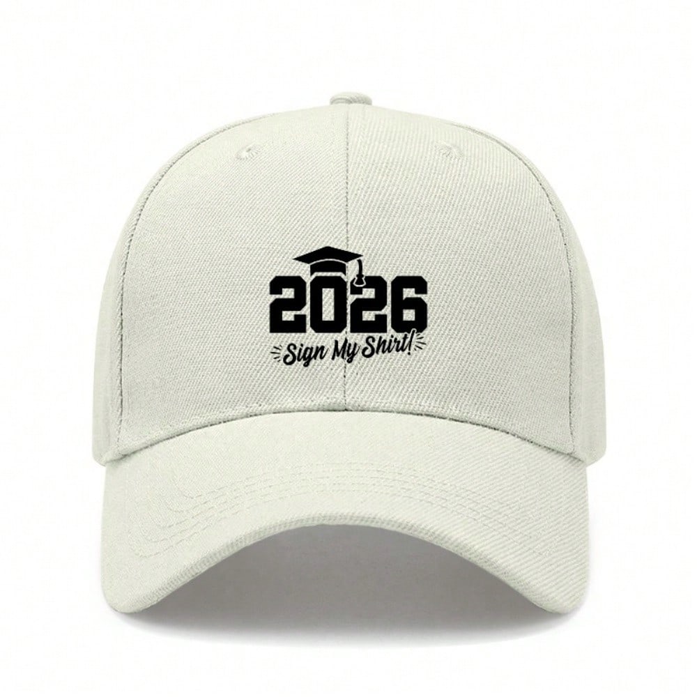 [Graduation Baseball Cap] 2026 Sign My Shirt Print Adjustable Polyester Breathable Casual Cap For Unisex Adults Class Of 2026 Gift