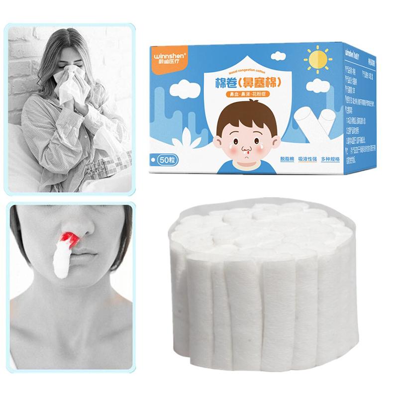 50 buc Bumbac pentru oprirea sângerării nazale Copil Sângerare nazală Secreții nazale Spray nazal Rulou de bumbac Bumbac hemostatic nazal Copii Adulți