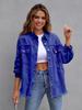 Women's Ripped Denim Jacket - Solid Color, Loose Fit, Long Sleeve, European & American Style
