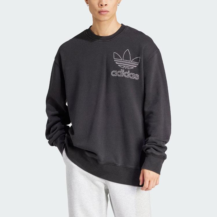 Adidas Originals Adicolor Outline Logo Print Sweatshirt Men Tops Black IU2350