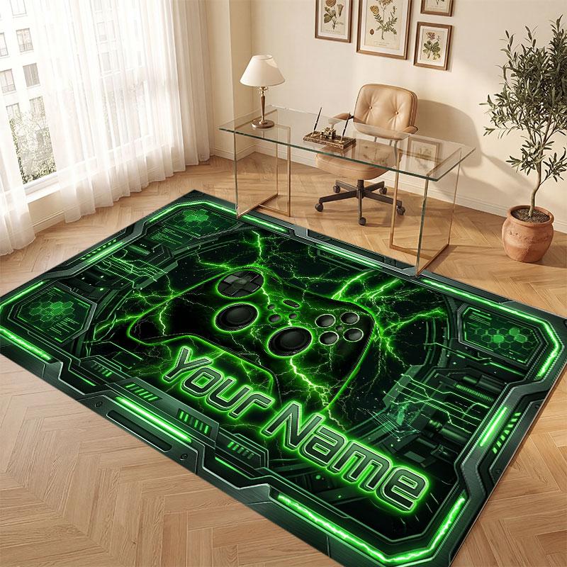 Tapis de sol en velours cristal Thème Cyberpunk Urbain Nom Personnalisé Texte Tapis Chaud Décoration de Maison