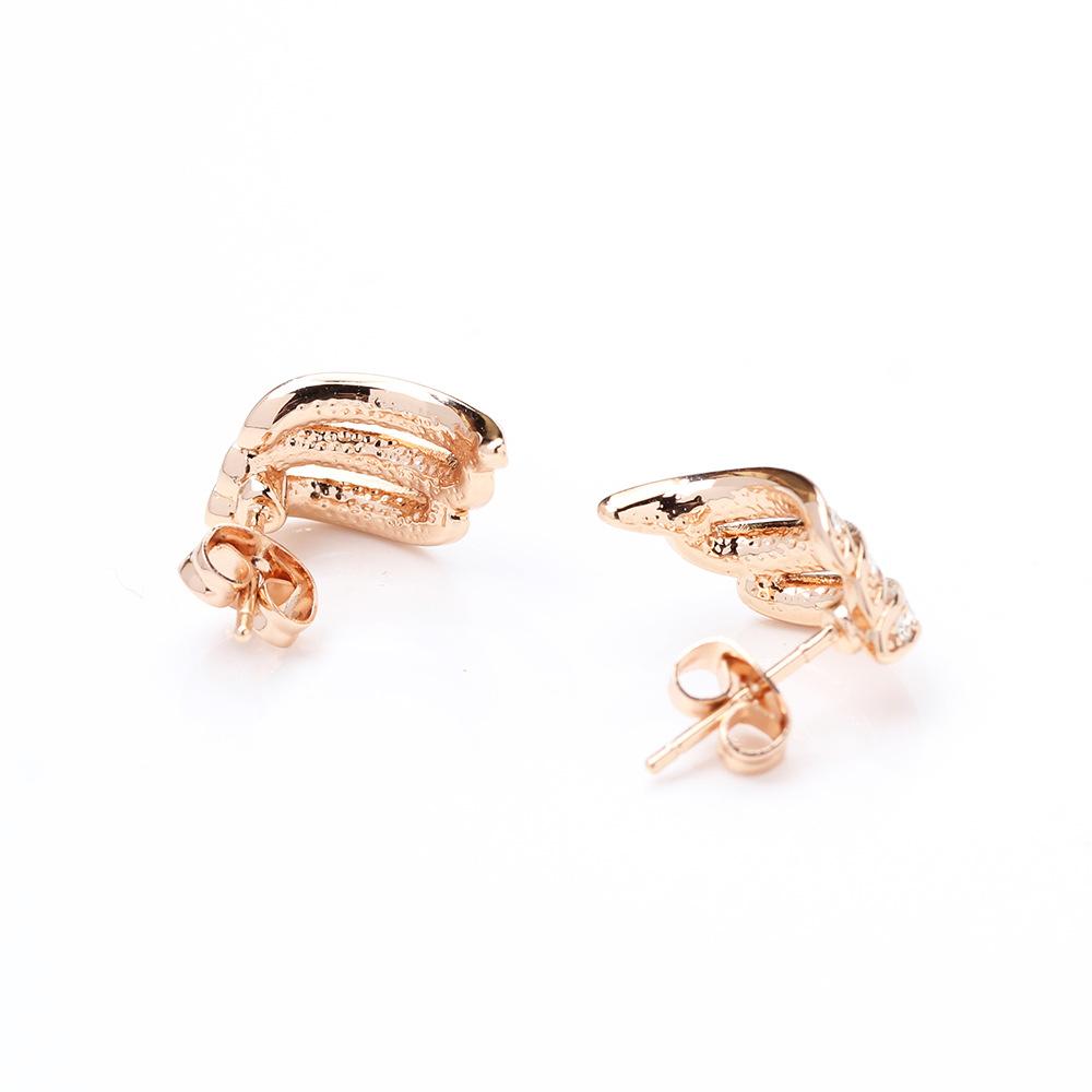 Classic Simple and Versatile Diamond-encrusted Gold and Silver Feather Earrings 925 Silver Needle Earrings Without Ear Piercings, Ear Clips, Earrings