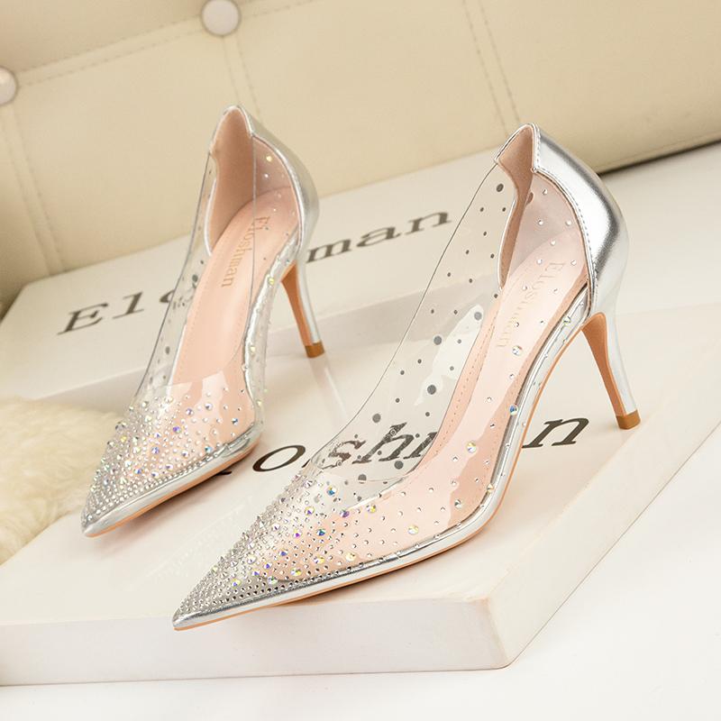 Móda Jarní Design Špičatá Špička Dámské Jehlové Podpatky Třpytky Bling Flitry Banketní Boty Zlaté Vysoké Podpatky Sexy Dámské Nazouváky