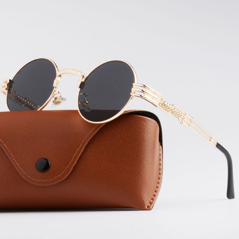 

Popular steampunk hip hop retro Harajuku round frame sunglasses with the same trendy sunglasses with myopia shading