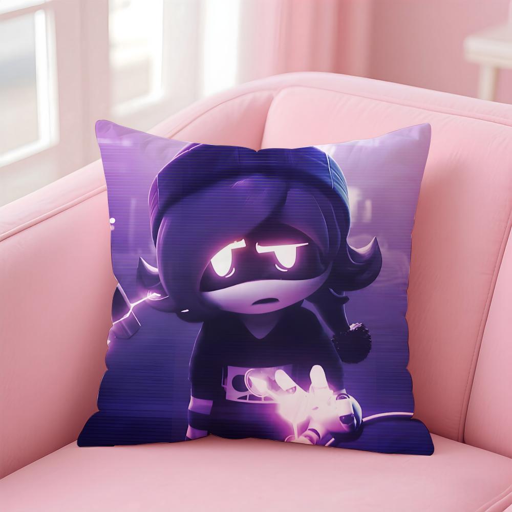Fashion MMurder Drones Cartoon Cushion Cover Pillowcase Short Plush Invisible Zipper Room Sofa Cushion Cover