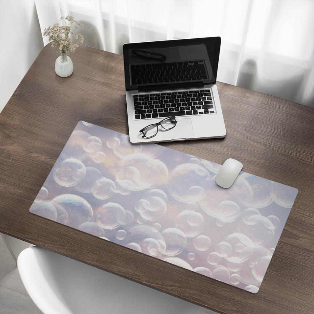 Elegant Decorative Desk Mat Soap Bubbles in Clouds 90x45 cm