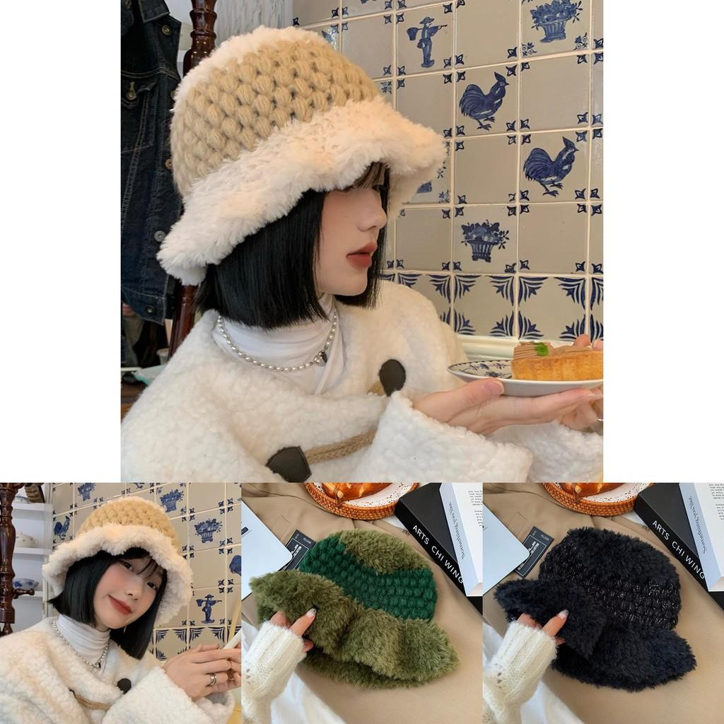 Stylish Women's Fuzzy Winter Bucket Hat Soft Cashmere Blend Chic Design
