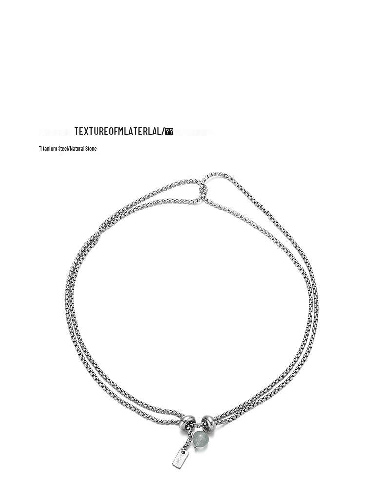 Nohara Aoi Trendy Double-Layer Natural Stone Titanium Steel Necklace for Men and Women