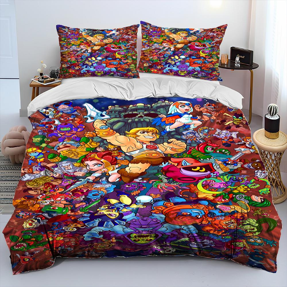 He-Man und die Masters of the Universe Bettdecken-Bettwäsche-Set, Bettbezug, Bettbezug, Kissenbezug, Queen-Size-Bettwäsche-Set