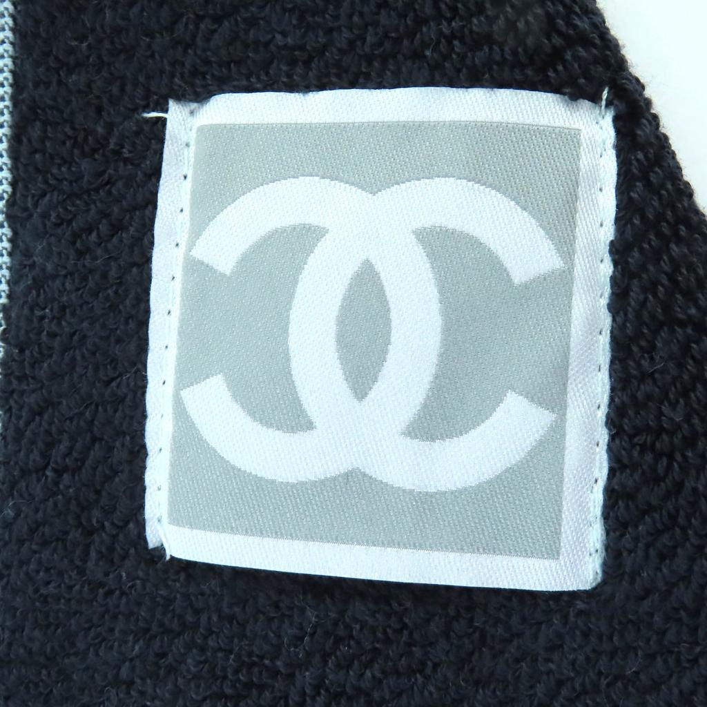 Great CHANEL COCO Mark Large Bath Towel and Towel Blanket Light blue black Used