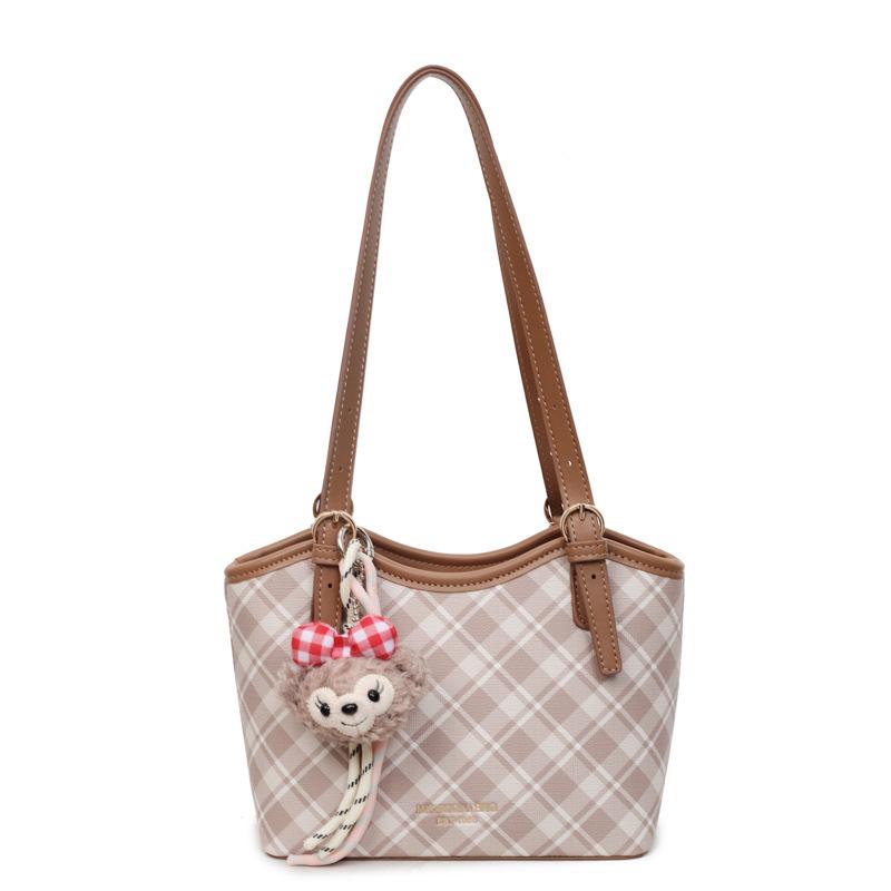 

Korean version of retro underarm bag women s 2025 new large-capacity plaid tote bag contrasting casual commuter shoulder bag no pendant