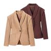 Counter Same Zbzr Autumn New Women clothes Western Style Fashion Simple V-neck Suede Single Buckle Blazers