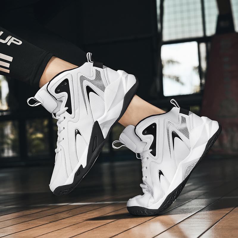 Men's High-Top Leather Basketball Shoes Non-slip Training Sneakers Sports Shoes Casual Breathable Tennis Shoes