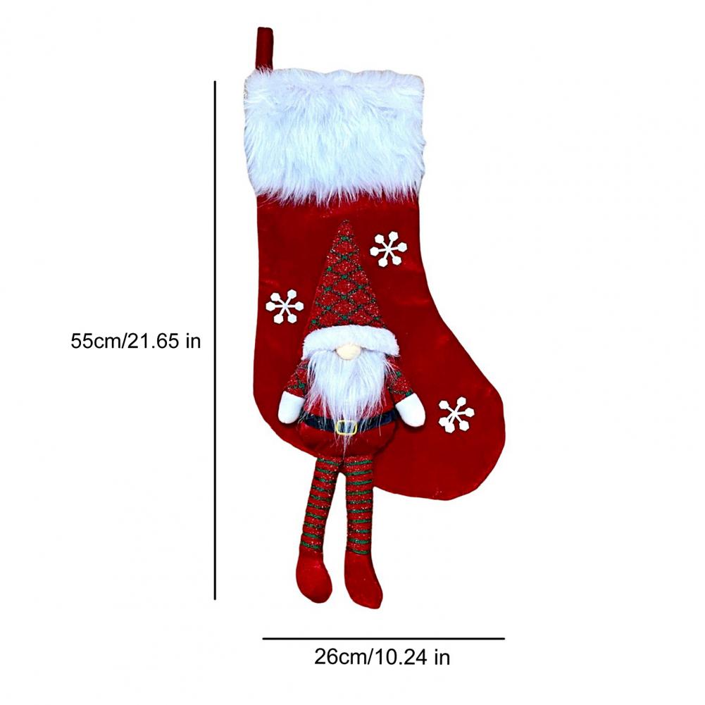 Christmas Stockings with Hooks Oversized Christmas Stockings Festive Christmas Stocking with Snowflake Santa Claus for Holiday