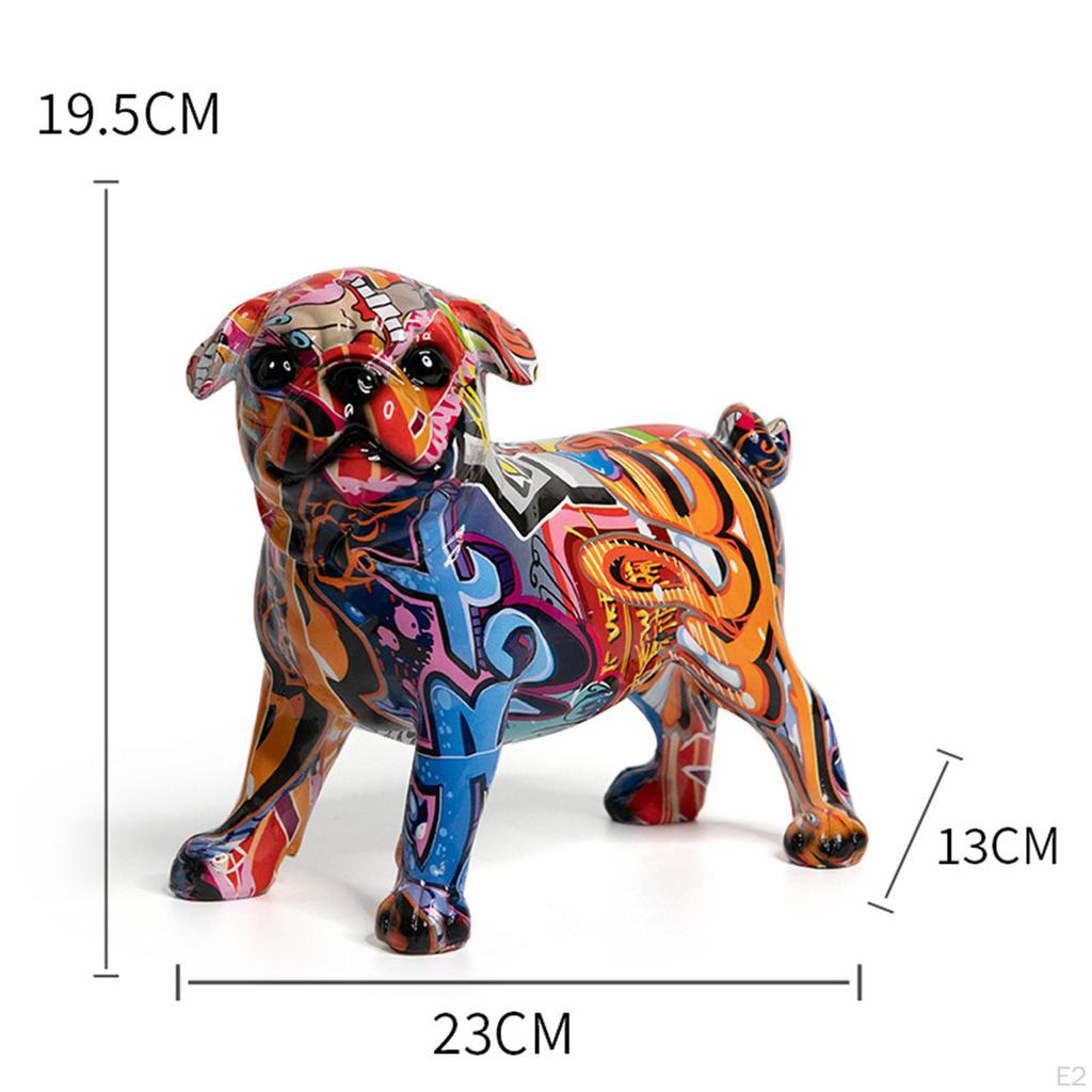 Colorful Graffiti Statue Animal Ornament Sculpture Resin Dog Art Figurine Artwork for Living Room